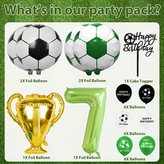 25pcs Football Party Decorations Soccer Balloon Set Cake Topper Number Balloon