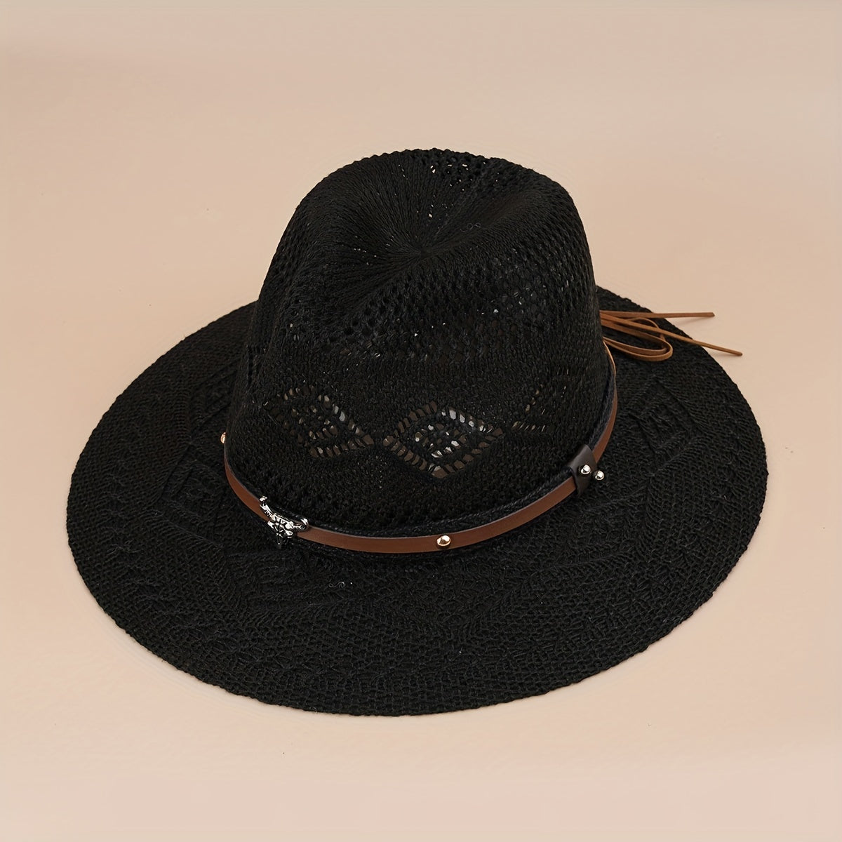 Western Cowboy Jazz Straw Hat Men Women Sun Protection Beach Hat