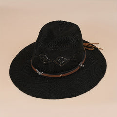 Western Cowboy Jazz Straw Hat Men Women Sun Protection Beach Hat
