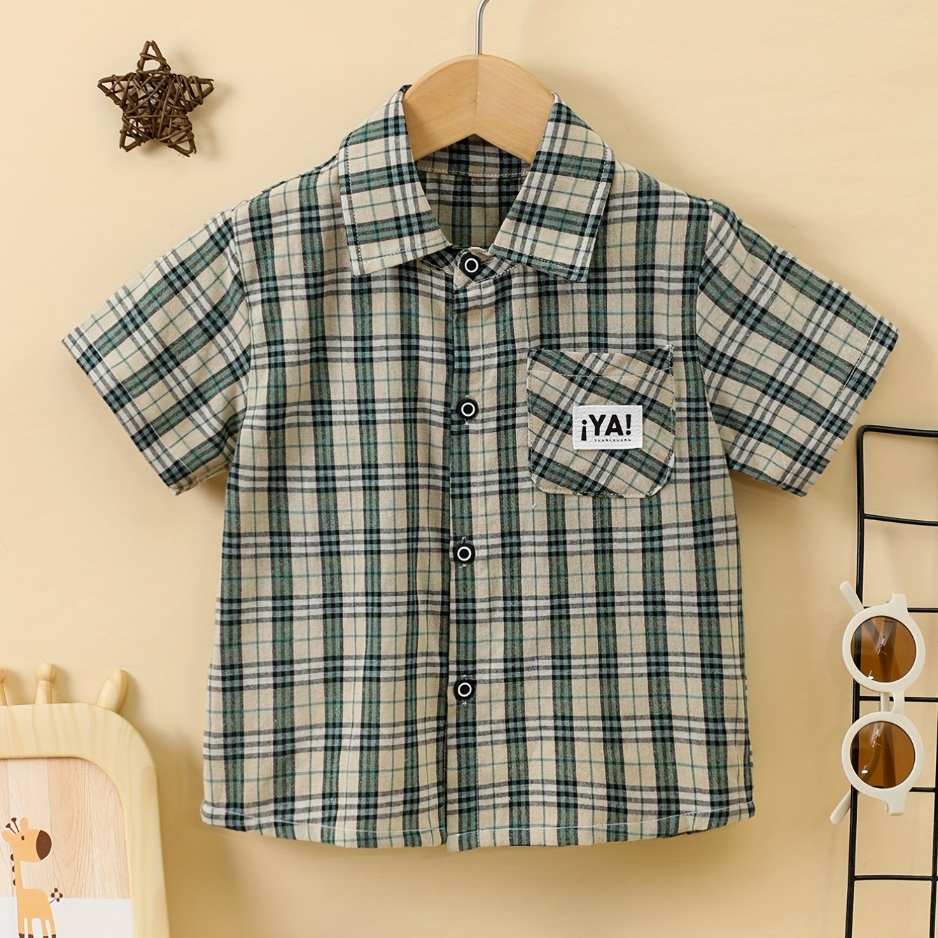 Baby Boys Casual Plaid Short Sleeve Button up Shirt