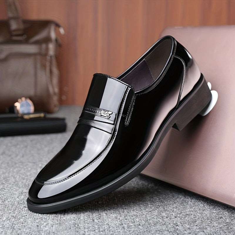 Men's Glossy Slip on Dress Shoes Business Formal Shoes Men's Footwear