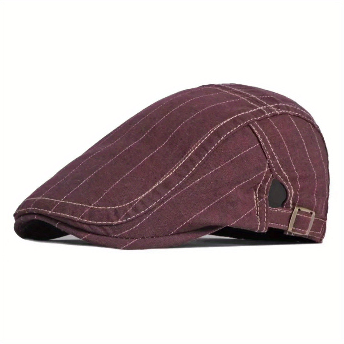 Classic Stripe Flat Cap Adjustable Unisex Beret Hat for Spring and Summer