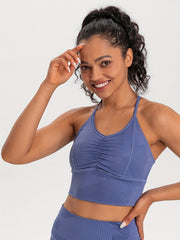Pleated Sports Bra Printed Fitness Yoga Running Tank Top