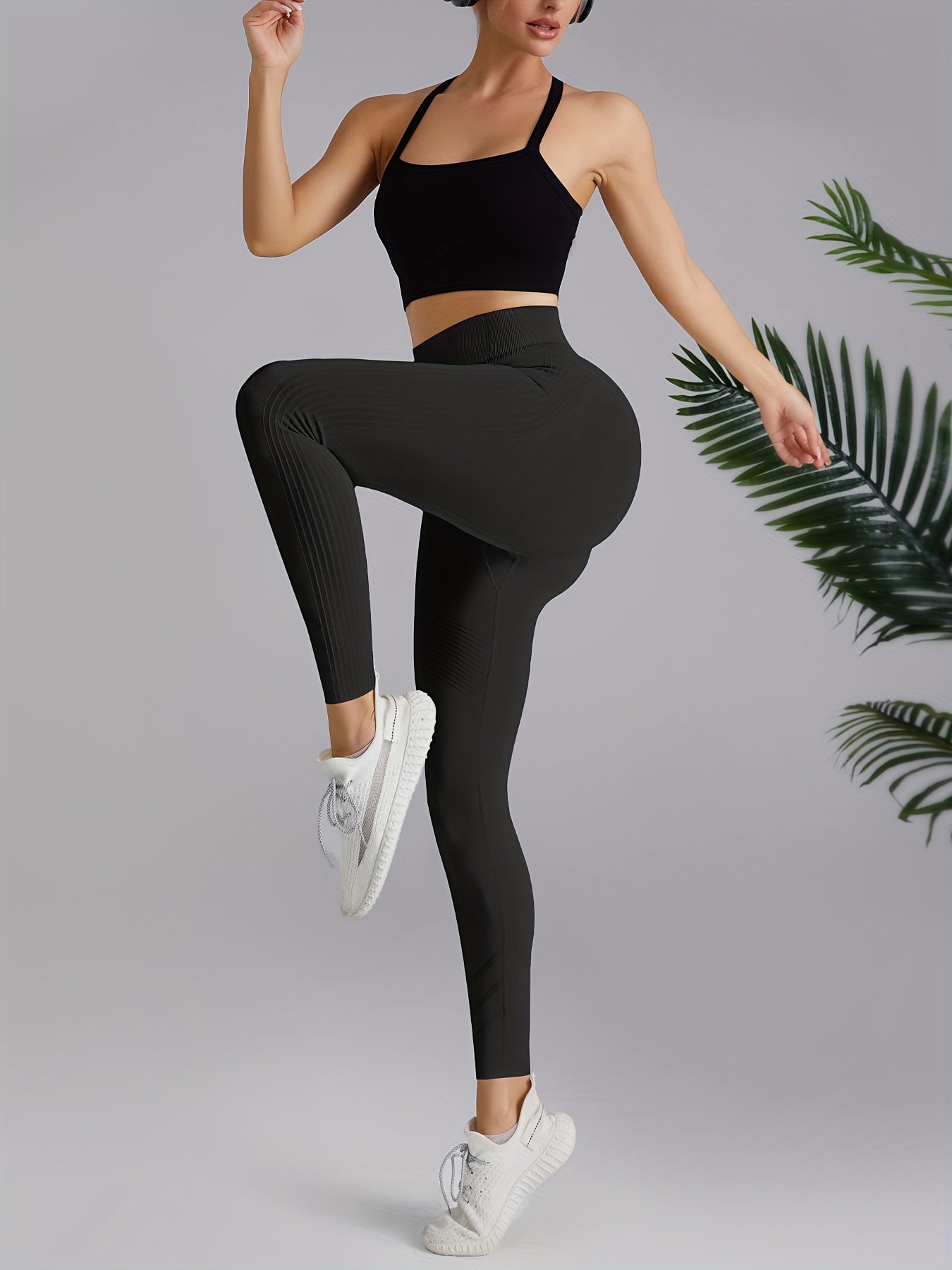3pcs Tummy Control Fitness Pants High Waist Yoga Hip Lifting Leggings