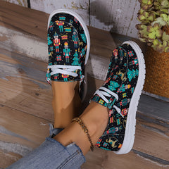 Women's Skateboard Shoes with Nutcracker Christmas Tree Wooden Horse Pattern