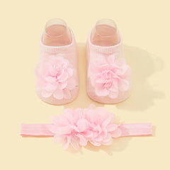 Baby Girls Flower Socks & Headband Set