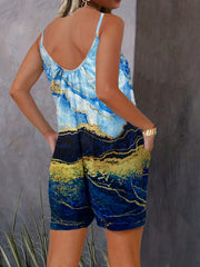 Marble Print Off Shoulder Jumpsuit