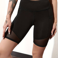 Mesh Biker Shorts High Stretch Yoga Fitness Leggings