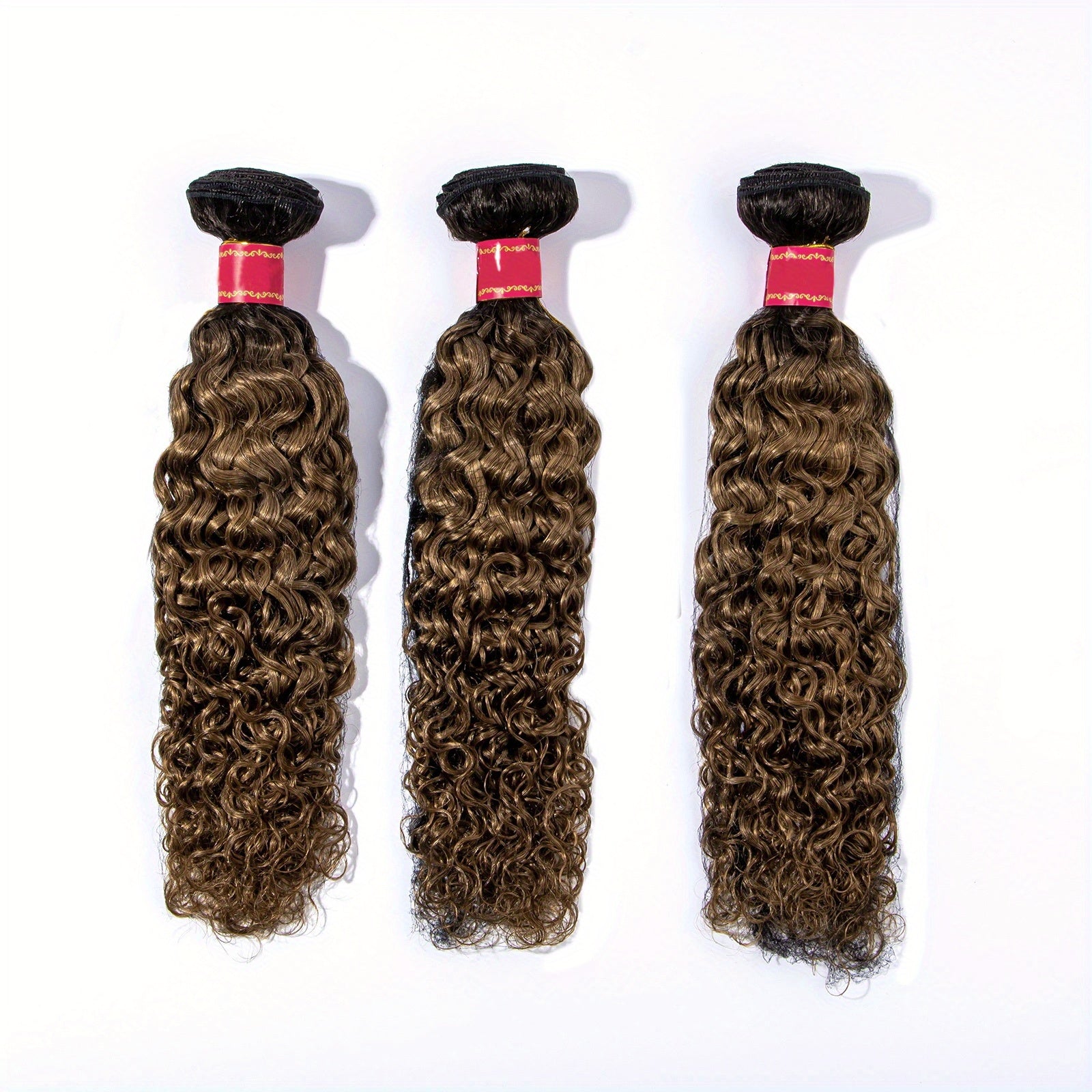 3Pcs Curly Hair Bundles Human Hair 1B 30 for Women