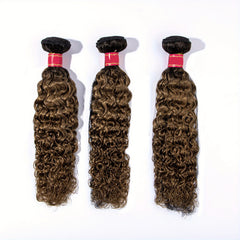 3Pcs Curly Hair Bundles Human Hair 1B 30 for Women