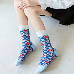 Cherry Print Socks Mid Tube Women's Stockings