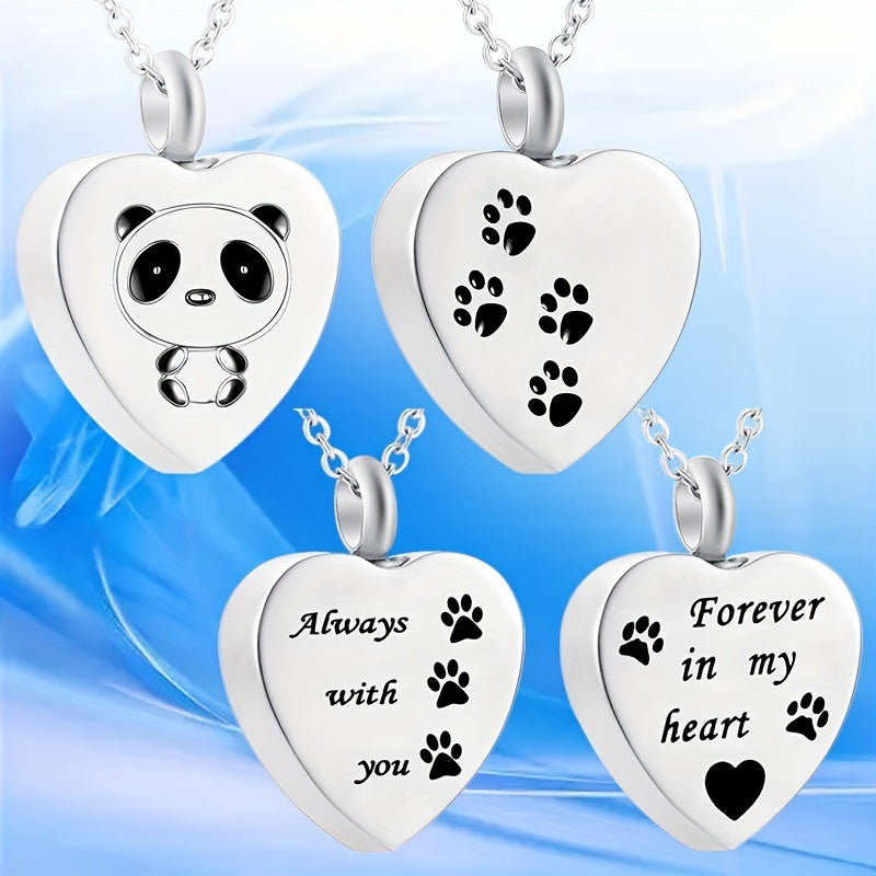 Pet Memorial Necklace Heart Pendant Cremation Urn for Ashes Keepsake