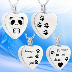 Pet Memorial Necklace Heart Pendant Cremation Urn for Ashes Keepsake