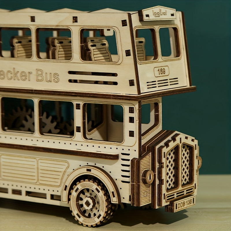 Educational 3D Wooden Puzzle Toy Double Decker Bus