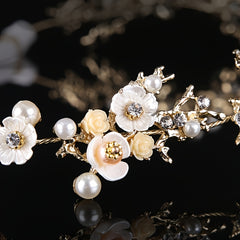 Flower Pearl Headband Daisy Headpiece Ribbon Hair Band Boho Wreath