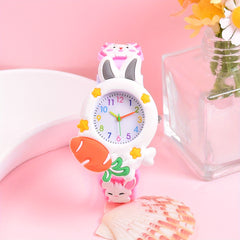 Girls Analog Watch Soft Pastel Pink Yellow Quartz Movement