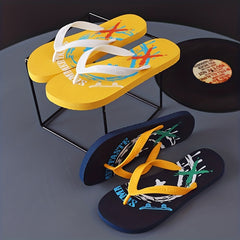 Men's Cartoon Print Arch Support Flip Flops Lightweight Non-slip Sandals