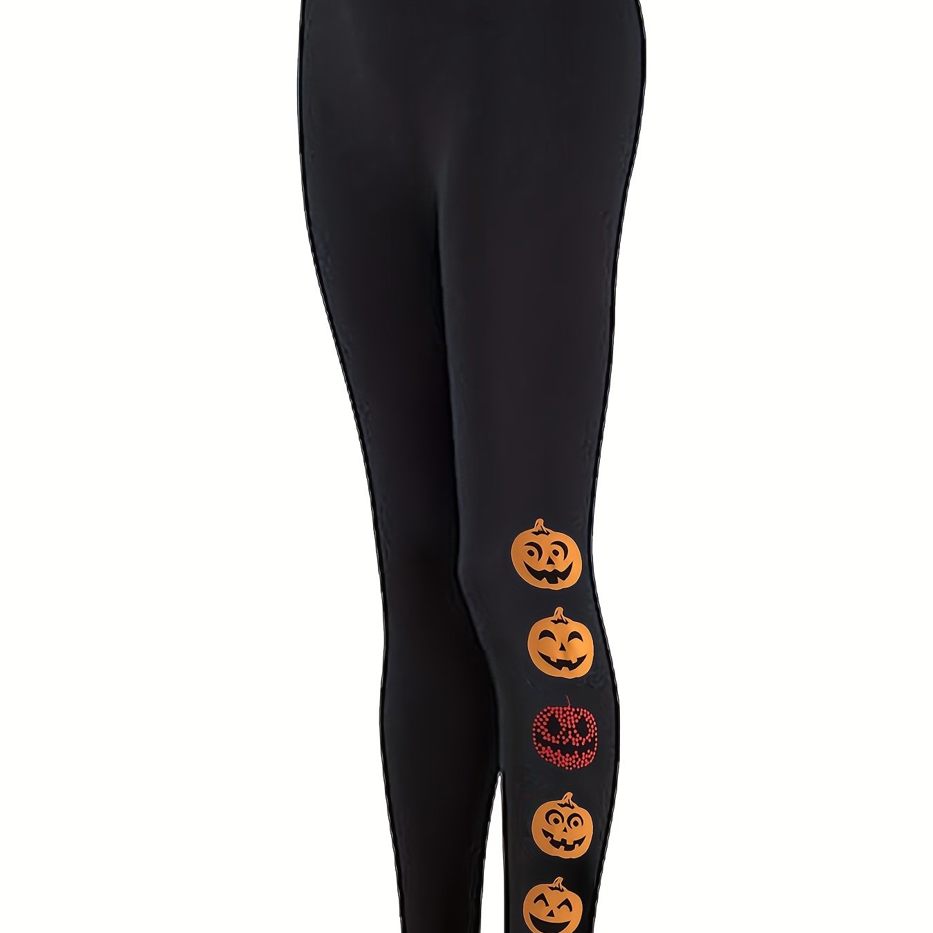 Halloween Sports Leggings Women's Plus Pumpkin Print Fitness Leggings