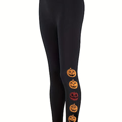 Halloween Sports Leggings Women's Plus Pumpkin Print Fitness Leggings