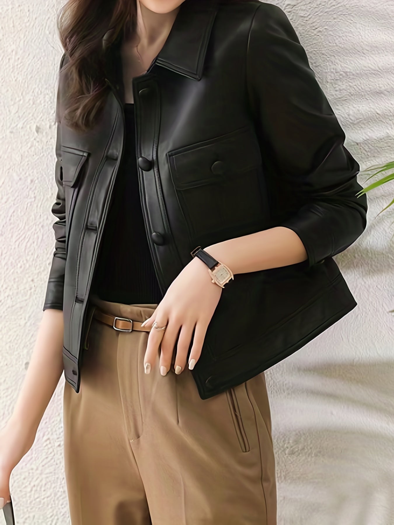 Button Front Solid Jacket Casual Long Sleeve Collar Versatile Outerwear