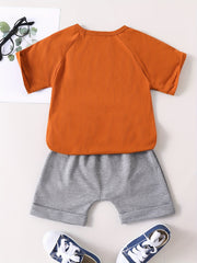 Boys Casual Outfit Round Neck T shirt & Shorts For Summer Kids Clothes