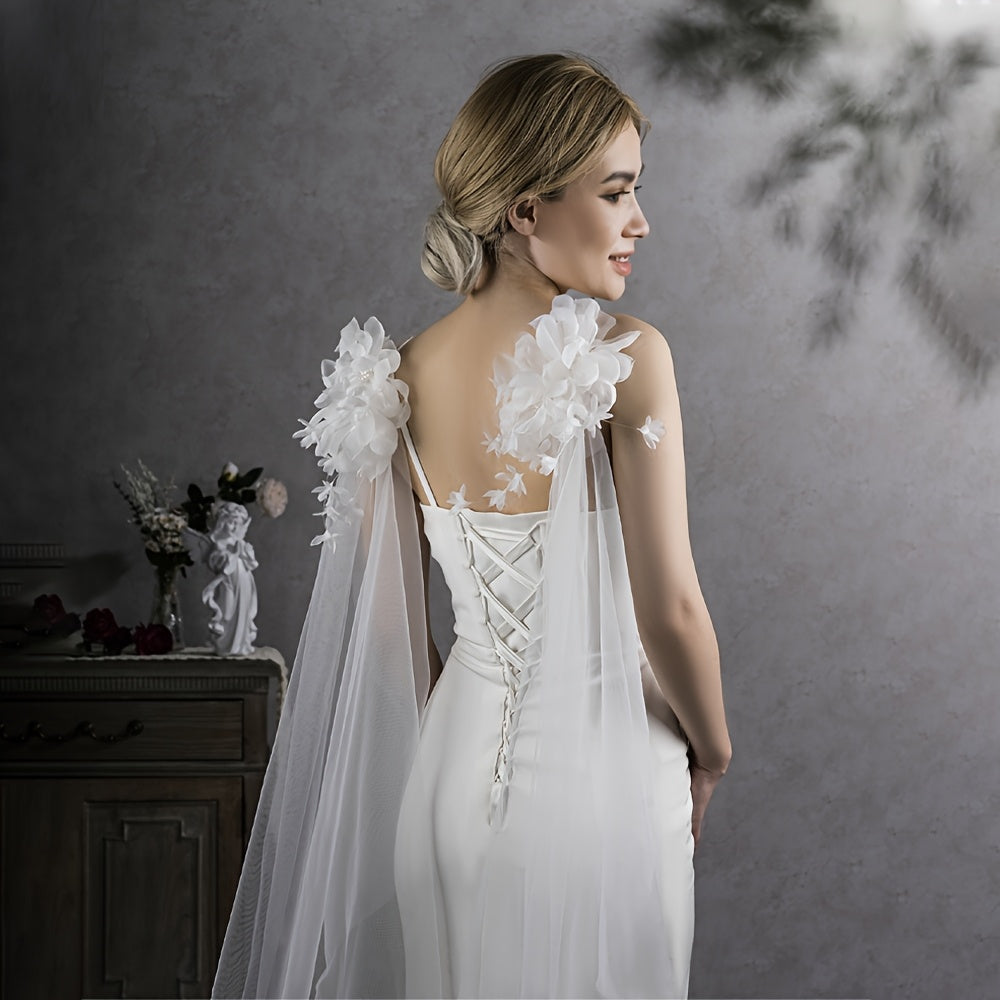 Handcrafted 3D Floral Shawls for Church Wedding Bridal Gown