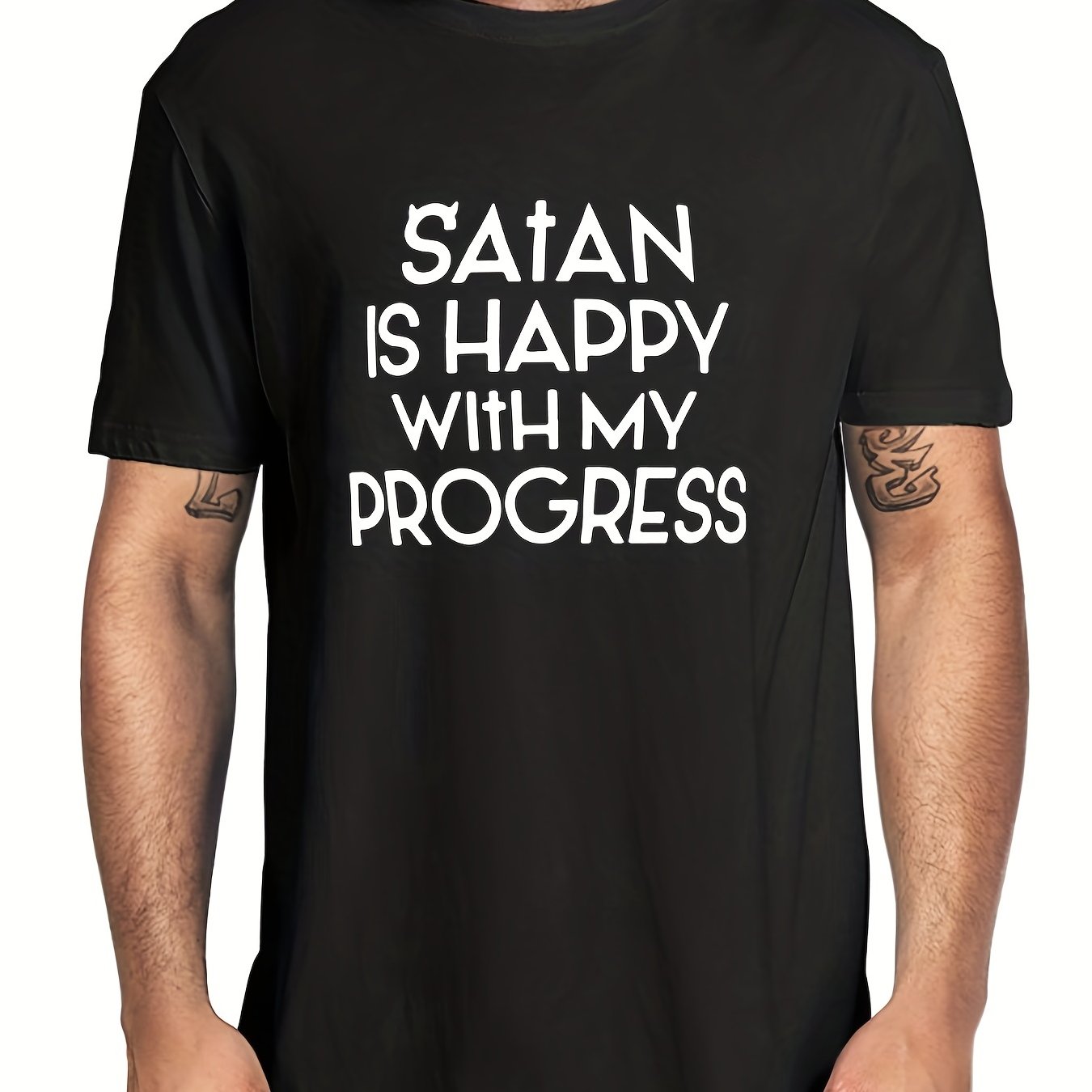 Santa Is Pleased Men's Letter Print Tee for Summer