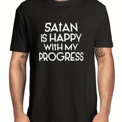 Santa Is Pleased Men's Letter Print Tee for Summer