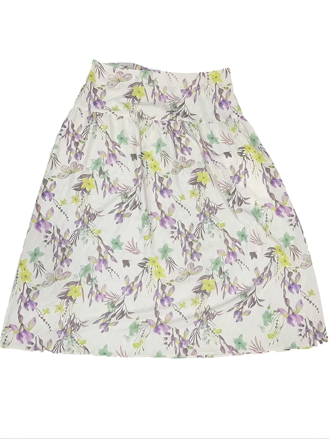 Floral Print High Rise Pleated Maxi Skirt