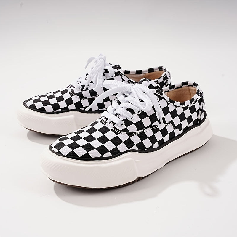Men Women Grid Couple Sneakers Lightweight Comfy Non slip Skate Shoes