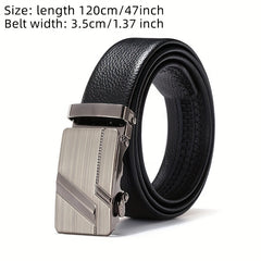 Men's Automatic Buckle Belt PU Leather Belt Business Suit 47in