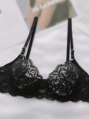 Lace Push Up Bra Scallop Trim Comfy & Breathable Women's Lingerie
