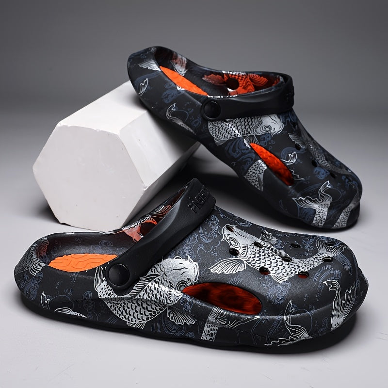 Men Women Fish Print Clogs Lightweight Sandals