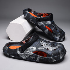 Men Women Fish Print Clogs Lightweight Sandals