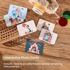 Wooden Cartoon Camera Toy for Kids with Strap and Cards