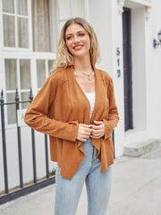 Waterfall Collar Jacket Open Front Long Sleeve
