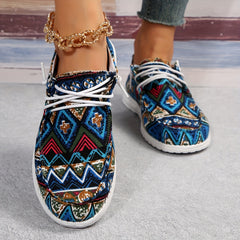 Women's Geometric Pattern Canvas Lace Up Outdoor Shoes