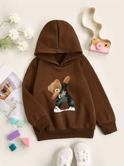 Teddy Bear Print Hoodie Boy's Casual Graphic Pullover Hoodie