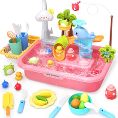Kids Fishing Toy Sandbox Water Table Toy for Pretend Play