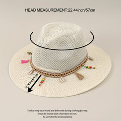 Men's Summer Straw Sun Visor Hat Big Eaves Outdoor Fishing Travel Beach Hat