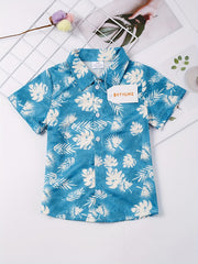 Boys Casual V neck Button Up Shirts for Summer