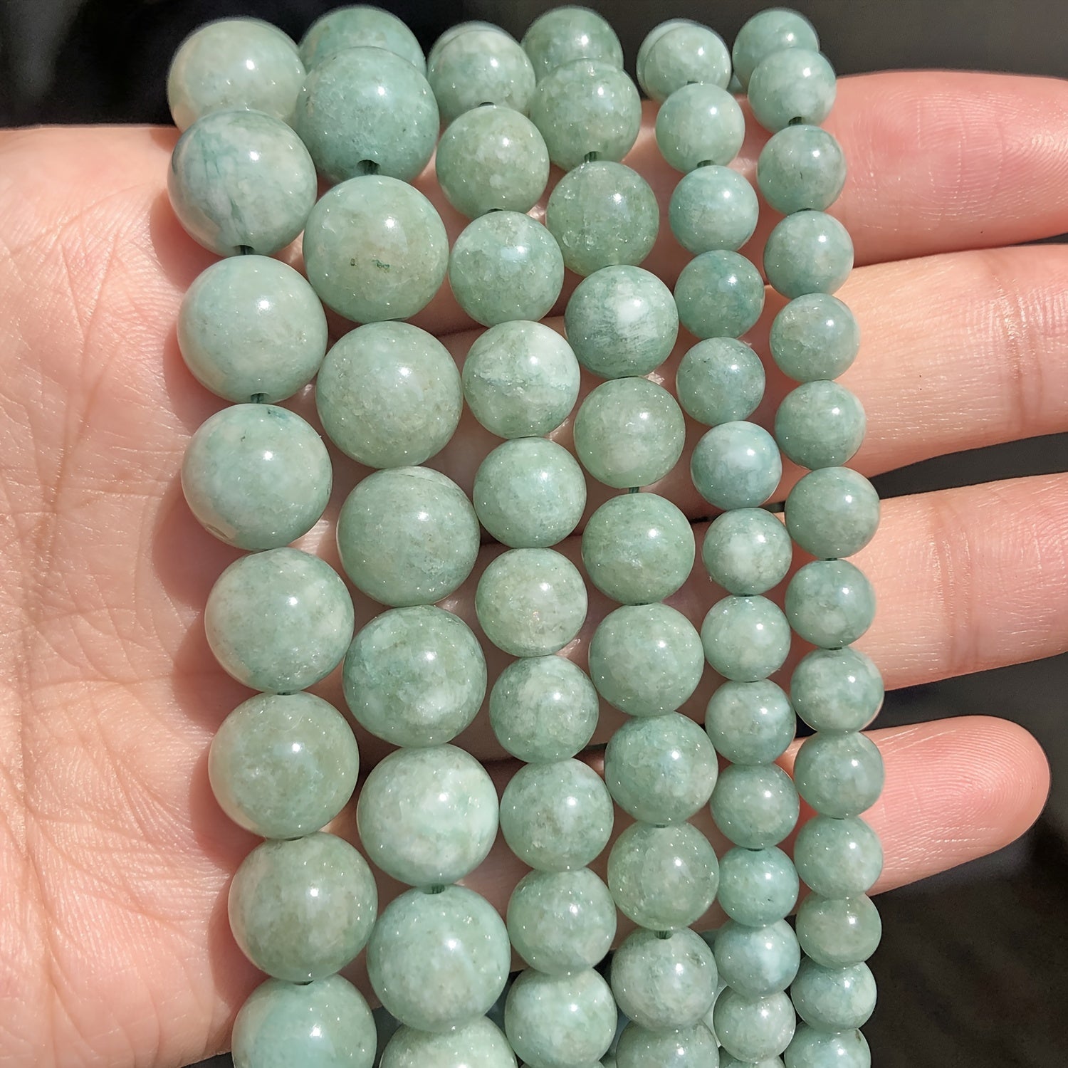 Burmese Jade Stone Beads 6-10mm Smooth Round Spacer for Jewelry Making
