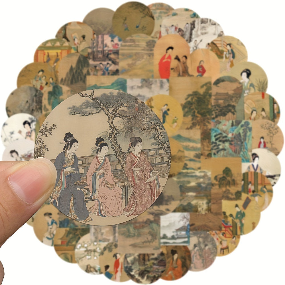 61pcs Chinese Art Stickers Waterproof for Laptops Skateboards Wa
