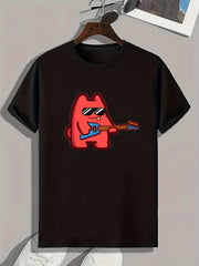 Guitar Print Men's Graphic Tee for Summer