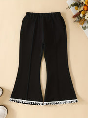 Girls' Boho Trim Flare Leg Bell Bottom Pants