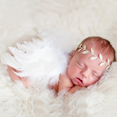Angel Feather & Leaves Headband Set for Newborn Photos in Red