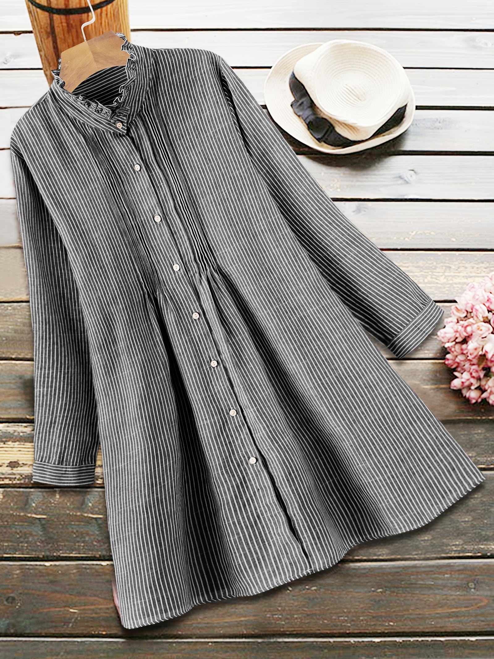 High Neck Casual Dress Women's Plus Solid S