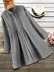 High Neck Casual Dress Women's Plus Solid S
