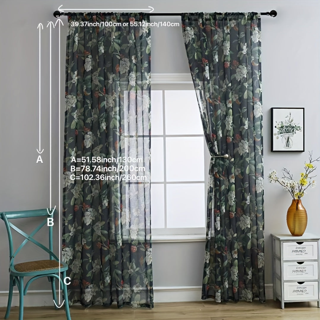 American Pastoral Floral Printed Curtains Soft Cotton and Linen Window Yarn