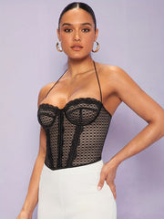 Lace Stitching Tummy Control Slimmer Halter Top Women's Shapewear